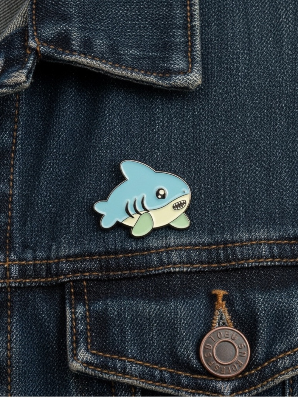 Blue Shark Enamel Pin Cute Kawaii Ocean Animal Brooch